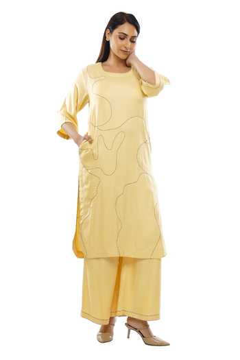 Khat Abstract Embroidered Kurta & Palazzo Set 
