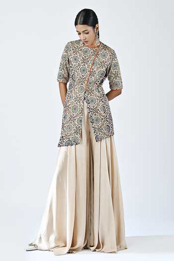 Sejal Kamdar Ajrakh Print Top & Flared Pant Set 