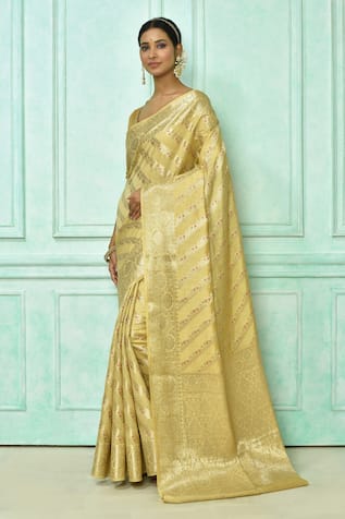 Cream Silk Engagement Contemporary Saree