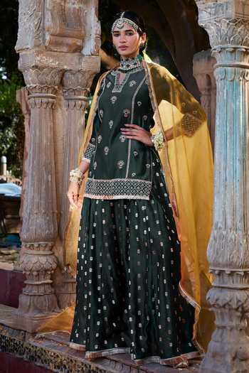 Kritika Dawar Dori Embroidered Chanderi Kurta Sharara Set 