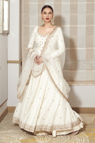 Jigar Mali Chanderi Embroidered Anarkali Set