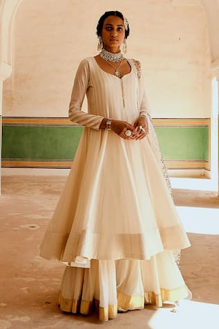 KARAJ JAIPUR Chanderi Anarkali Skirt Set 