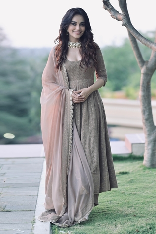 Ahi Clothing Floral Bloom Chikankari Embroidered Anarkali Set