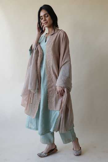 Rhua Adiba A-Line Mukaish Work Kurta Set 