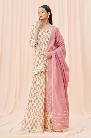 Samyukta Singhania Floral Print Short Kurta Skirt Set