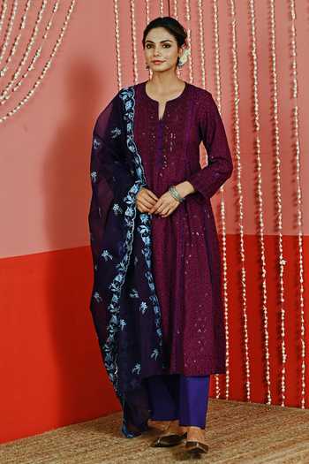 Myaara Cotton Sequin Embroidered Kurta Set 