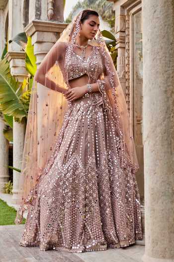 Mehak Murpana Floral & Mirror Embroidered Bridal Lehenga Set 