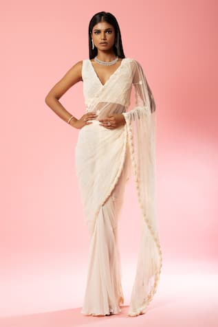 Readymade Stitched Saree | Saree designs, Readymade saree, Designer saree  blouse patterns
