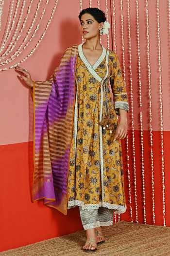 Myaara Cotton Flower Print Anarkali Set 