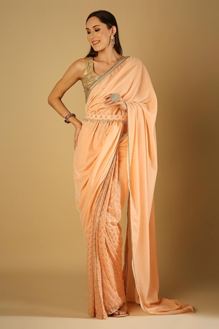 Monk & Mei Sultana Saree & Sequinned Blouse Set