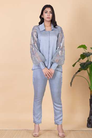 Chambray & Co. Iza Embroidered Shirt & Pant Set 