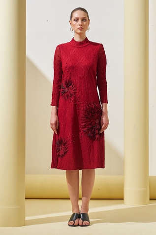 Pleats By Aruni Bloom Flower Applique Work Dress