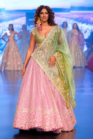 Pop pink Anushree Reddy wedding lehengas. Click on picture to see lehenga  price. #Frugal2Fab | Indian bridal dress, Bridal lehenga, Designer bridal  lehenga