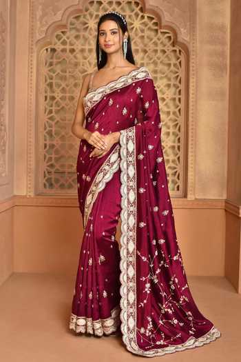 Kalighata Jhalak Silk Embroidered Saree With Blouse 