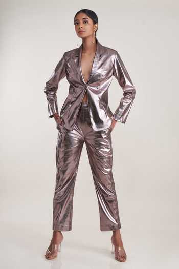 Pooja Bagaria Metallic Blazer & Pant Set 