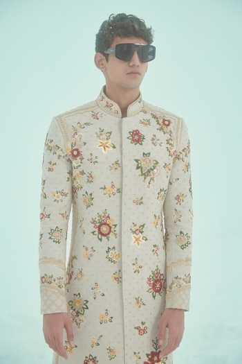 Sahil Kochhar Rashid Floral Embroidered Sherwani Set 