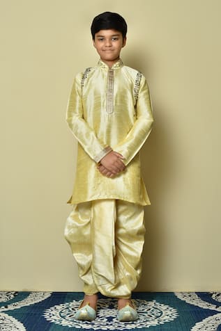 Placement Bead Work Kurta & Dhoti Pant Set 
