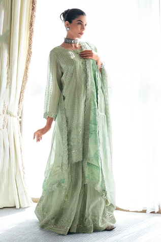 Label Varsha Embroidered Straight Kurta Sharara Set