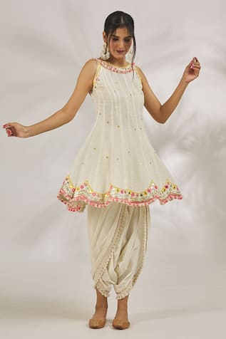 Gopi Vaid Aisha Sequin Embroidered Kurta With Dhoti Pant 