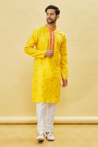 Floral Embroidered Kurta & Churidar Set 