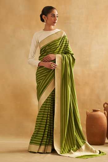 Taisha Hand Woven Striped Saree Set 
