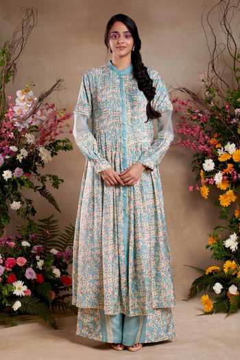 SHASHA GABA Printed Peace A-Line Kurta & Pant Set 