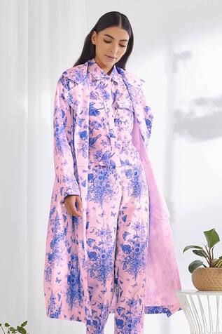 Floral Print Trench Jacket 