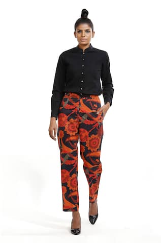 MultiColoured Mid Rise Floral Print Trousers