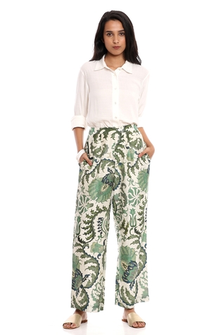 Abraham & Thakore Chanderi Flared Pants