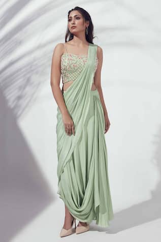 Suruchi Parakh Georgette Crepe Pre-Draped Saree Set 