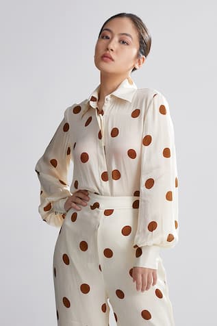 Silk Polka Dot Print Shirt For Kids