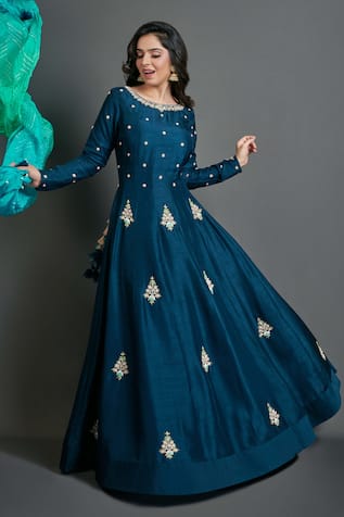 Suruchi Parakh Embroidered Anarkali with Bandhani Dupatta 