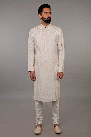 Embroidered Silk Kurta Set 