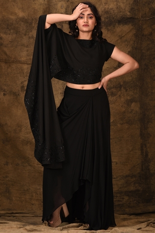 Ariyana Couture Asymmetric Draped Skirt Set