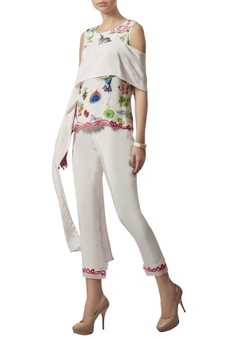 Limerick by Abirr N' Nanki Dori embroidered draped top with pant