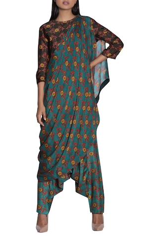 Nautanky Printed draped pant saree