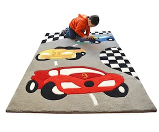 Handcrafted Moving Cars Rug 
