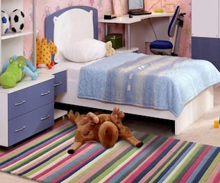Handcrafted Colorful Striped Rug 