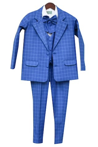 Checkered Coat With Waistcoat Shirt & Pants 