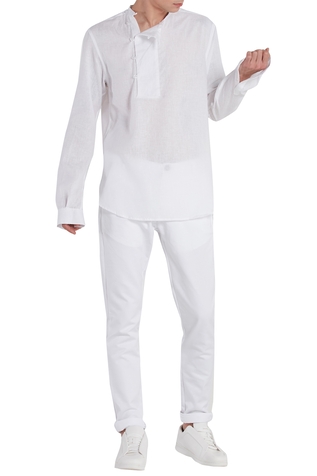 Son of A Noble Snob Loop Hole Buttons Cuff Sleeve Short Kurta 