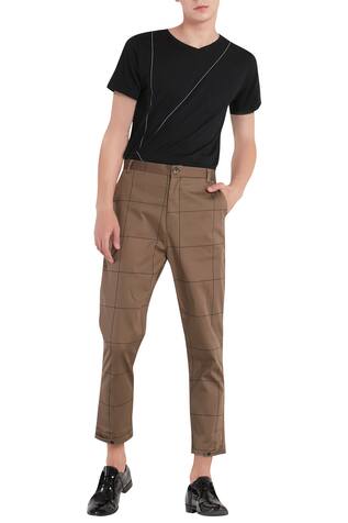 Check print trouser pant with side pockets