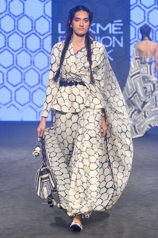 PUNIT BALANA Cutwork Saree with Peplum Jacket