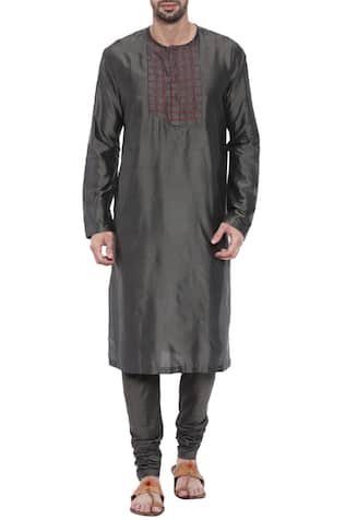 Embroidered placket kurta set For Kids