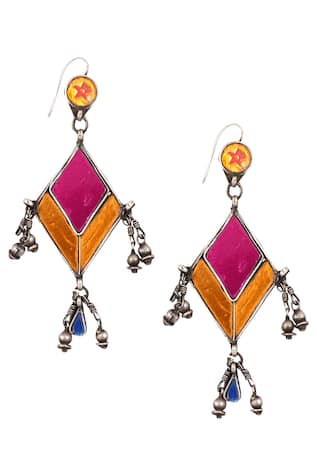 Multicolor Metal Bead Dangler Earrings 