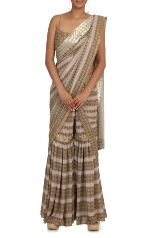 Rabani & Rakha Printed Blouse Sharara Set