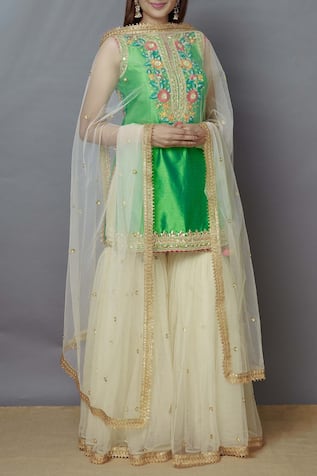 Embroidered Kurta Sharara Set 