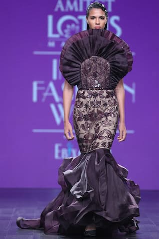 Embroidered Tulle Gown 