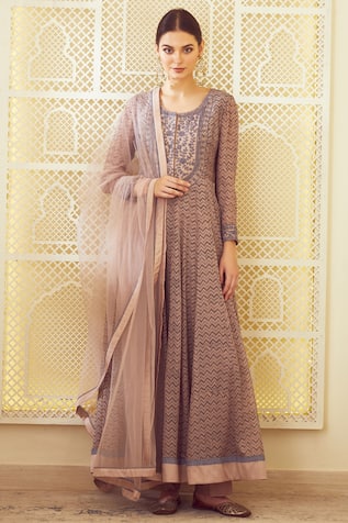 Block Print Anarkali Set 