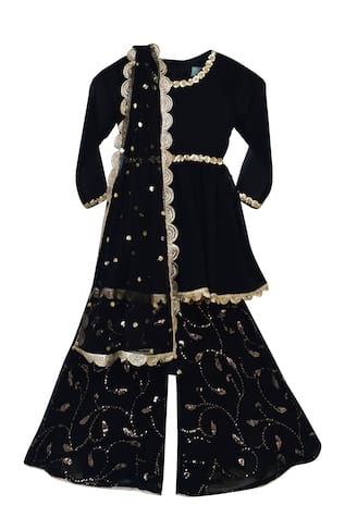FAYON KIDS Embellished Kurta Sharara Set 