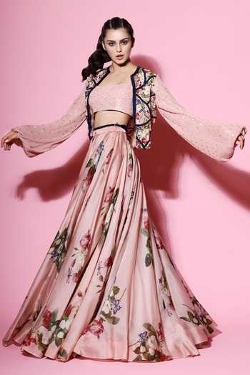 Mahima Mahajan Printed Jacket Lehenga Set 